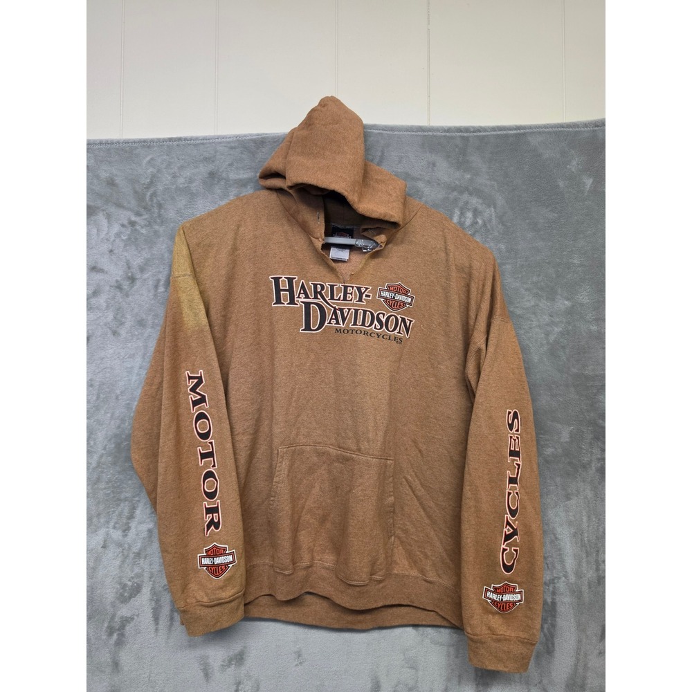 Harley Davidson Tri-County Fairfield OH Graphic Hoodie Ginger Brown Mens 3XL